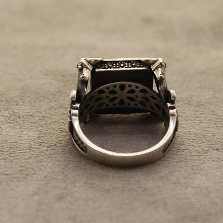 Asoodehdelan Handcrafted Sterling Silver Green Jade Perspolis Ring Size 9.5