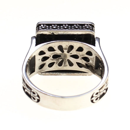 Sterling Silver Farvahar Faravahar Persian Zoroastrian Onyx Ring Size 10