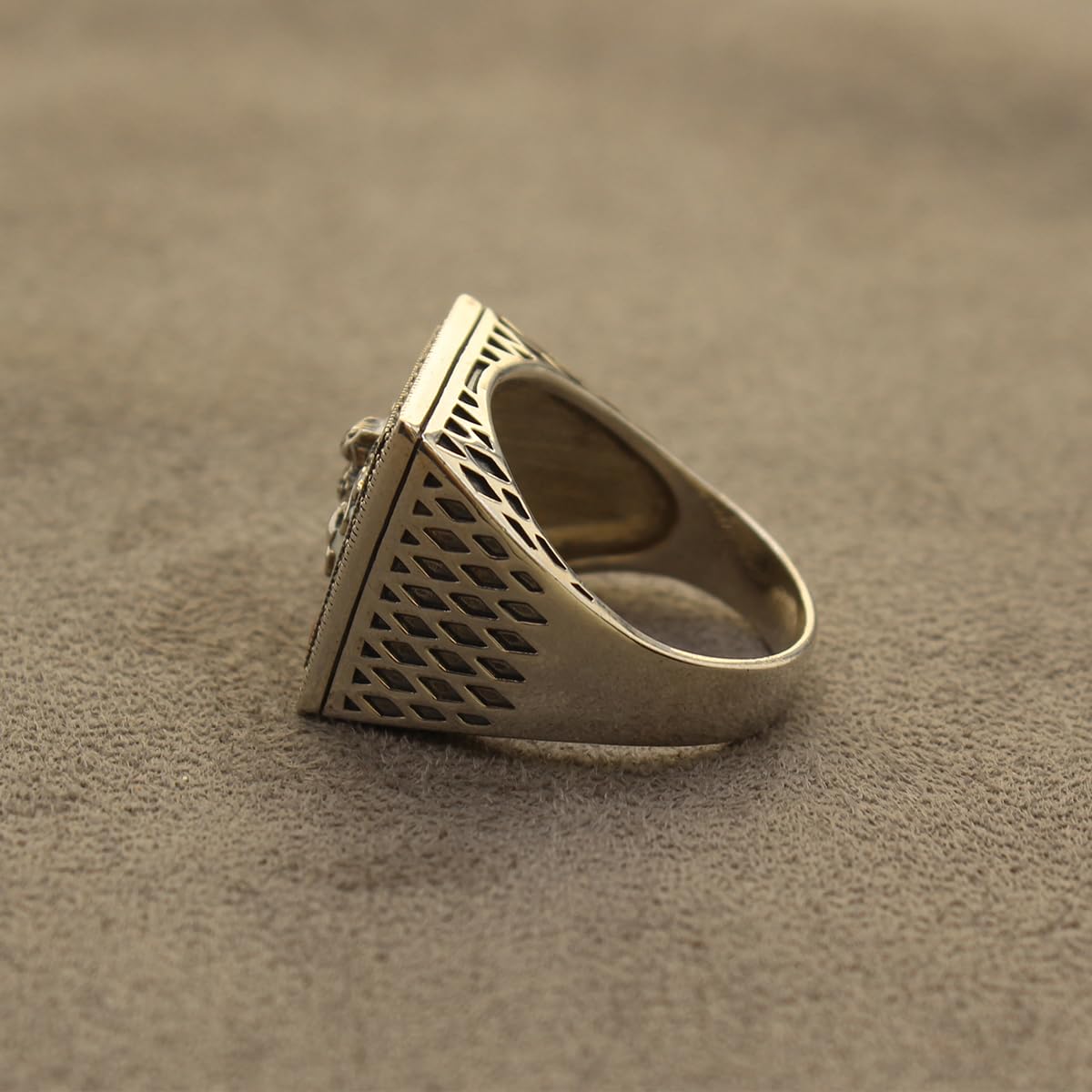 Sterling Silver Pahlavi Shir Khorshid Lion and Son Pahlavi Flag Ring Size 11.5