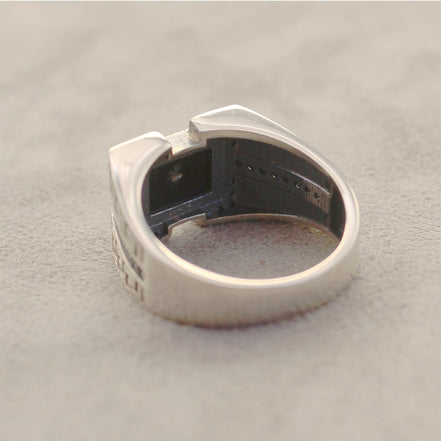 Sterling Silver Farvahar Faravahar Onyx Persian Zoroastrian Ring Size 10.5