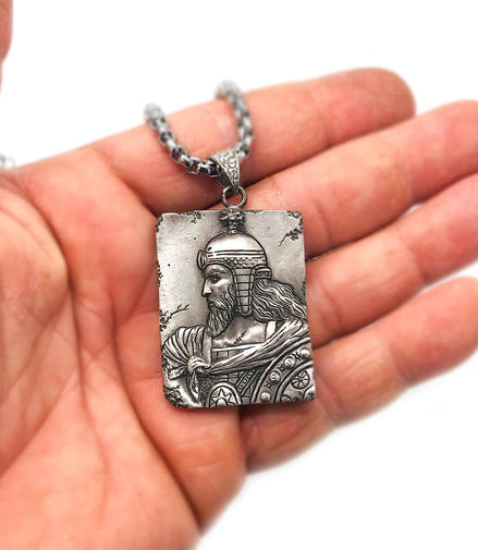 Sterling Silver Persian heroic Rostam Dastan Necklace Pendant Gift