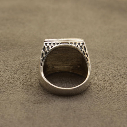 Sterling Silver Pahlavi Shir Khorshid Lion and Son Pahlavi Flag Ring Size 11.5