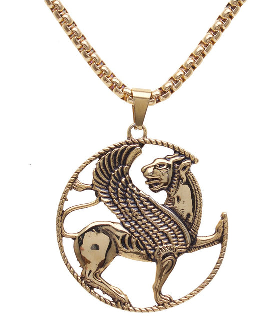 Iranian Persian Army Winged Lion Necklace Chain Gift