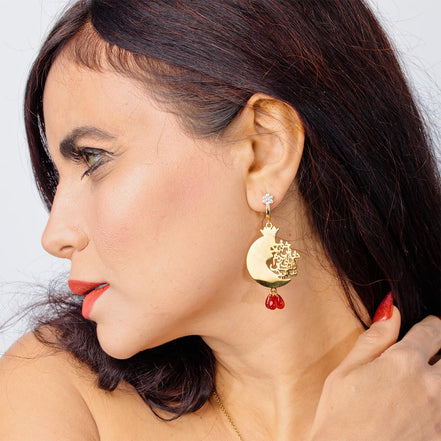 Iranian Persian Pomegranate Yalda Anar Earrings Necklace Set