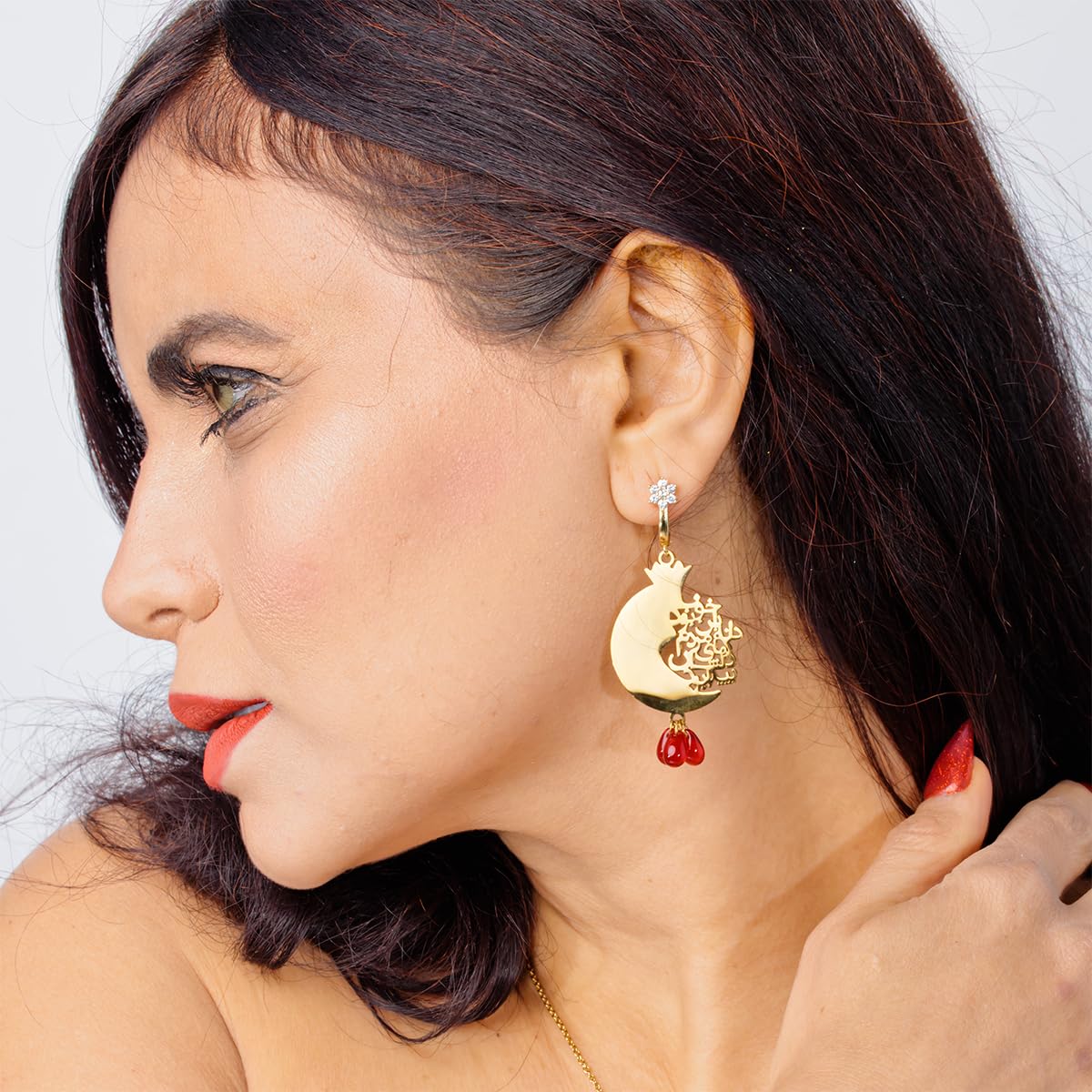 Iranian Persian Pomegranate Yalda Anar Earrings Necklace Set