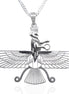 Sterling Silver Double Sided Farvahar Faravahar Necklace Chain Pendant