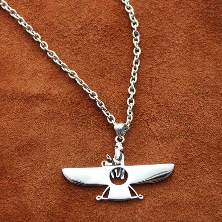 Asoodehdelan Sterling Silver Persian Farvahar Faravahar Necklace Pendant