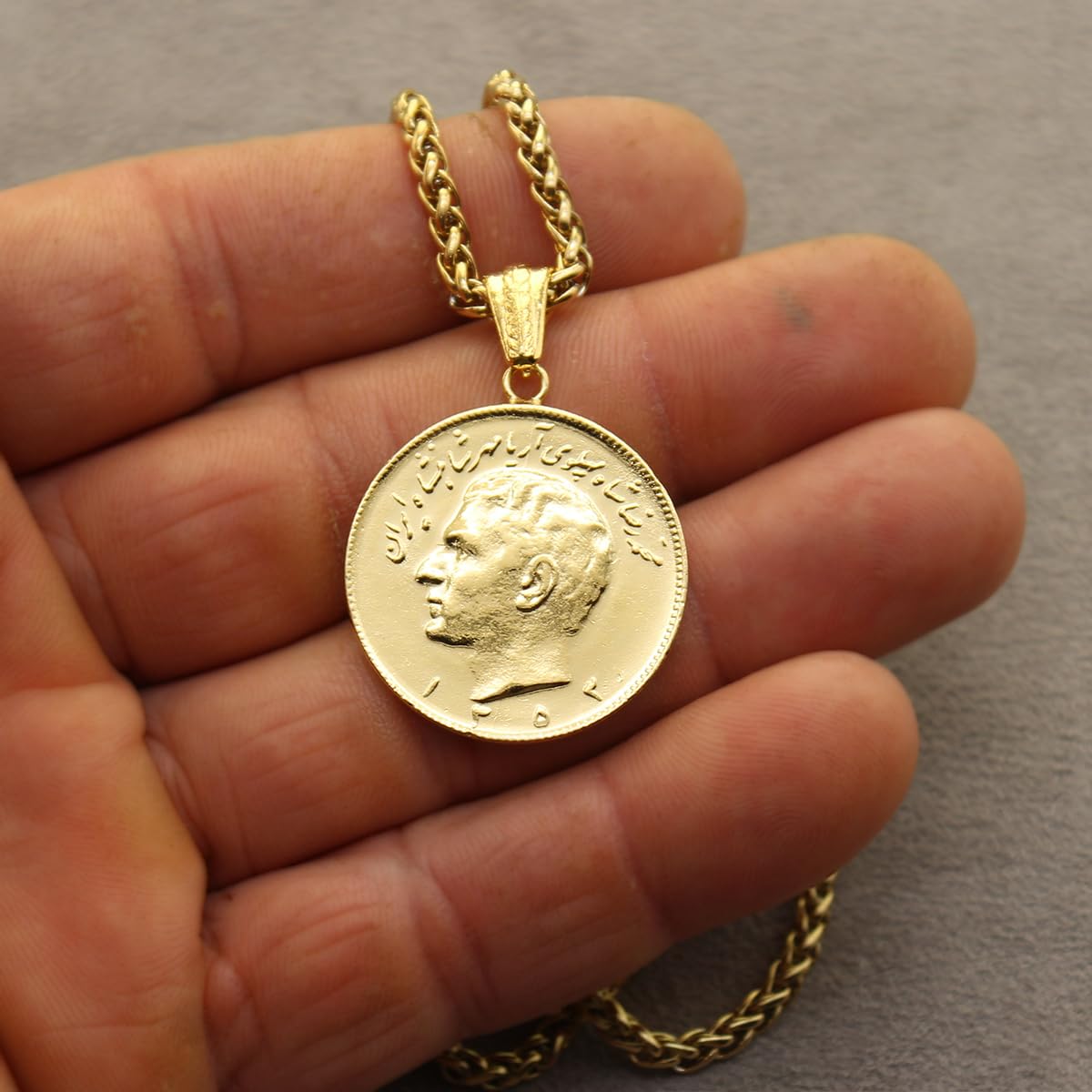 Iranian Persian Iranian Pahlavi Lion And Sun Necklace Chain