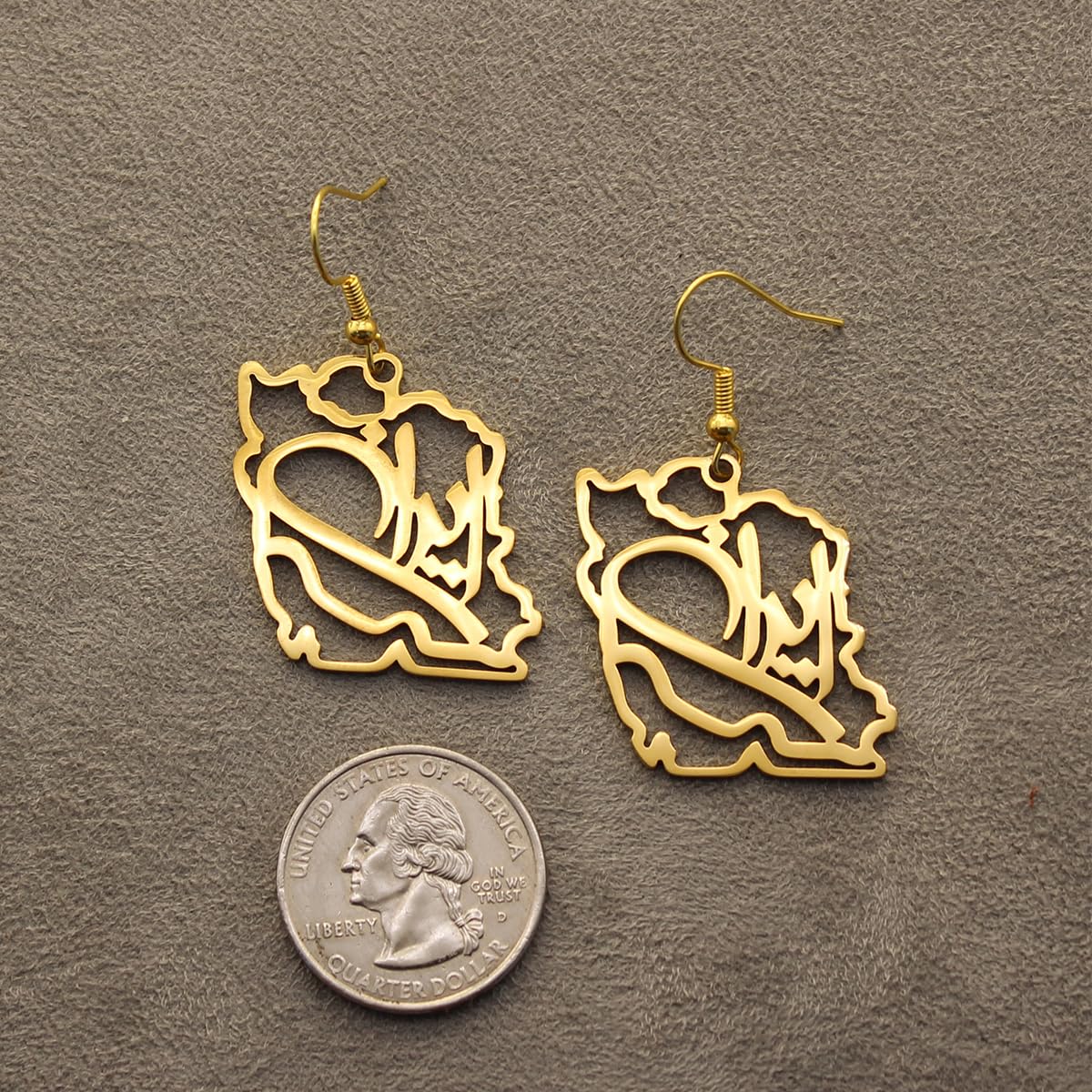 Persian Gulf iran iranian map necklace Earrings Set