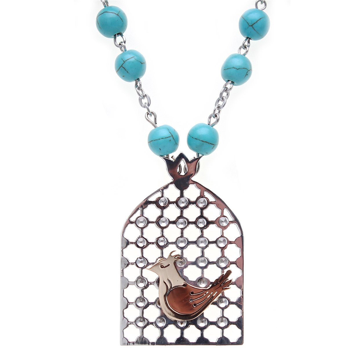 Sterling Silver 925 Morghe Amin Necklace Persian Sharzad Morgh Love Bird Art