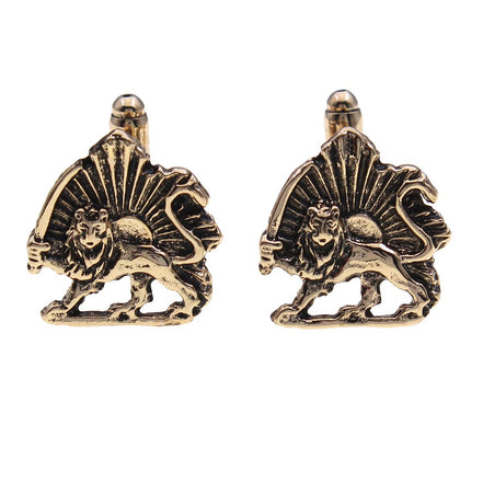 Iranian Persian Lion Sun Shir Khorshid Cufflinks Persia Pahlavi Gift