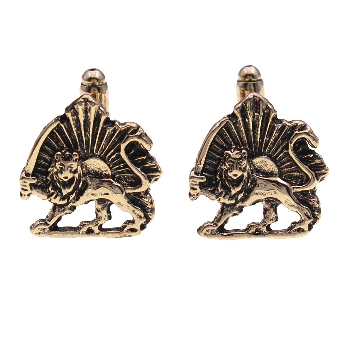 Iranian Persian Lion Sun Shir Khorshid Cufflinks Persia Pahlavi Gift