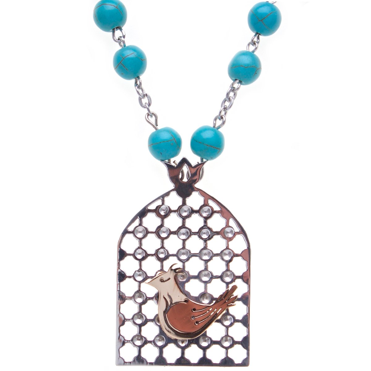 Sterling Silver 925 Morghe Amin Necklace Persian Sharzad Morgh Love Bird Art