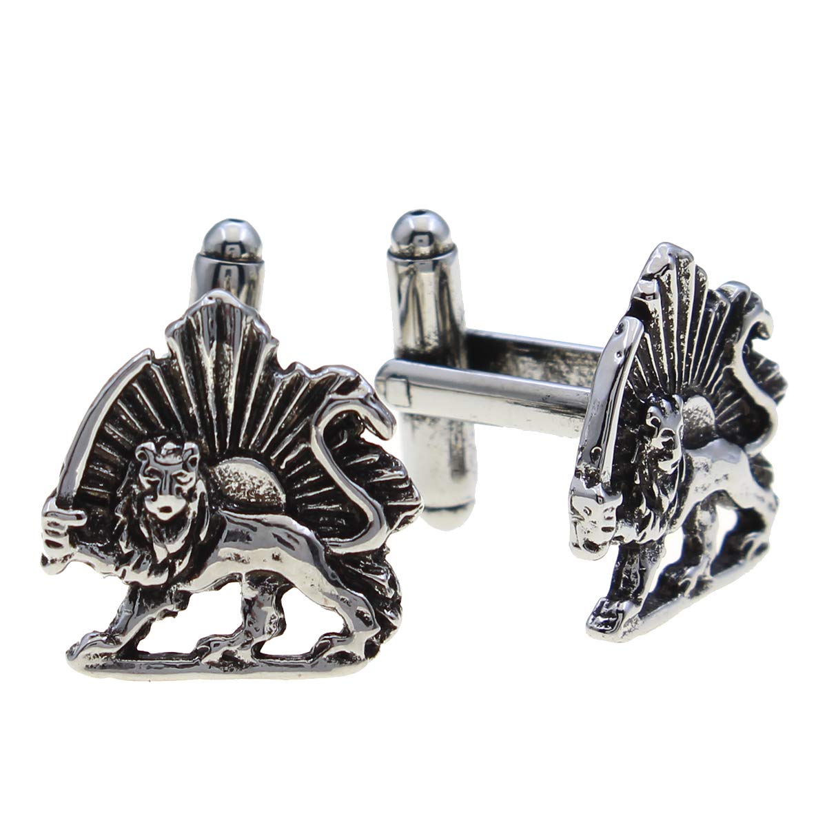 Iranian Persian Lion Sun Shir Khorshid Cufflinks Persia Pahlavi Gift