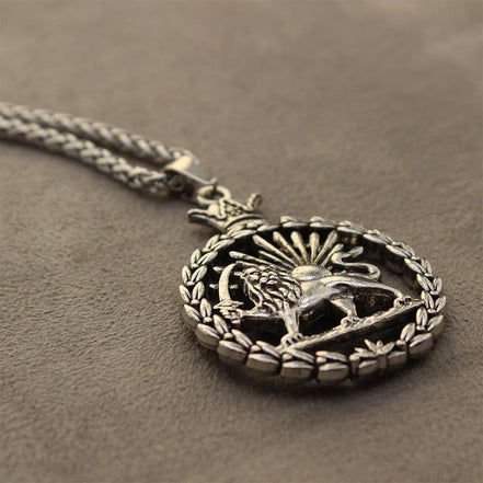 Double Sided Lion and Sun Persian Shir khorshid Pahlavi Necklace Chain