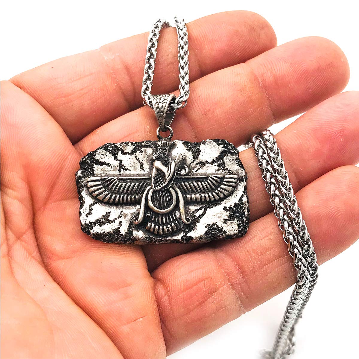 ISterling Silver Iranian Persian Farvahar Faravahar Necklace