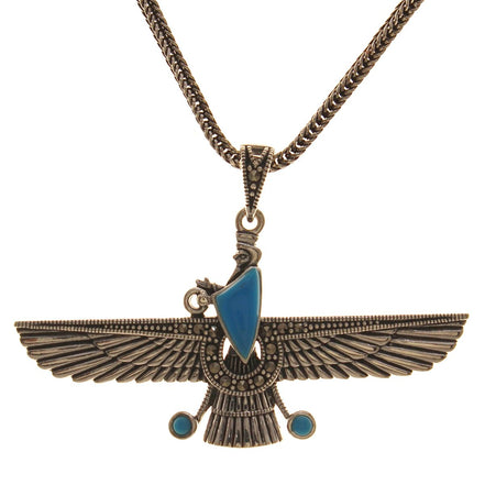 Sterling Silver Iranian Persian Necklace Farvahar Necklace