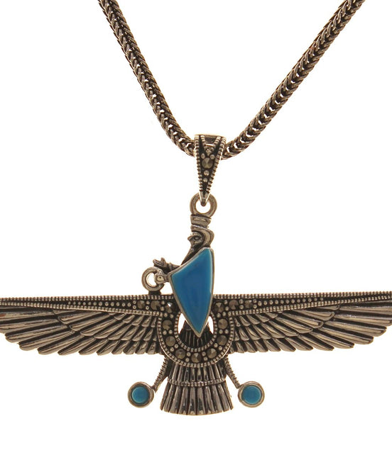 Sterling Silver Iranian Persian Necklace Farvahar Necklace