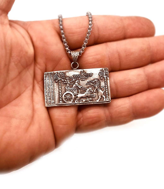Sterling Silver The Darius Seal Persian King Necklace