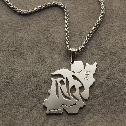 Iranian Persian Iran Map Azadi Freedom Pendant Necklace