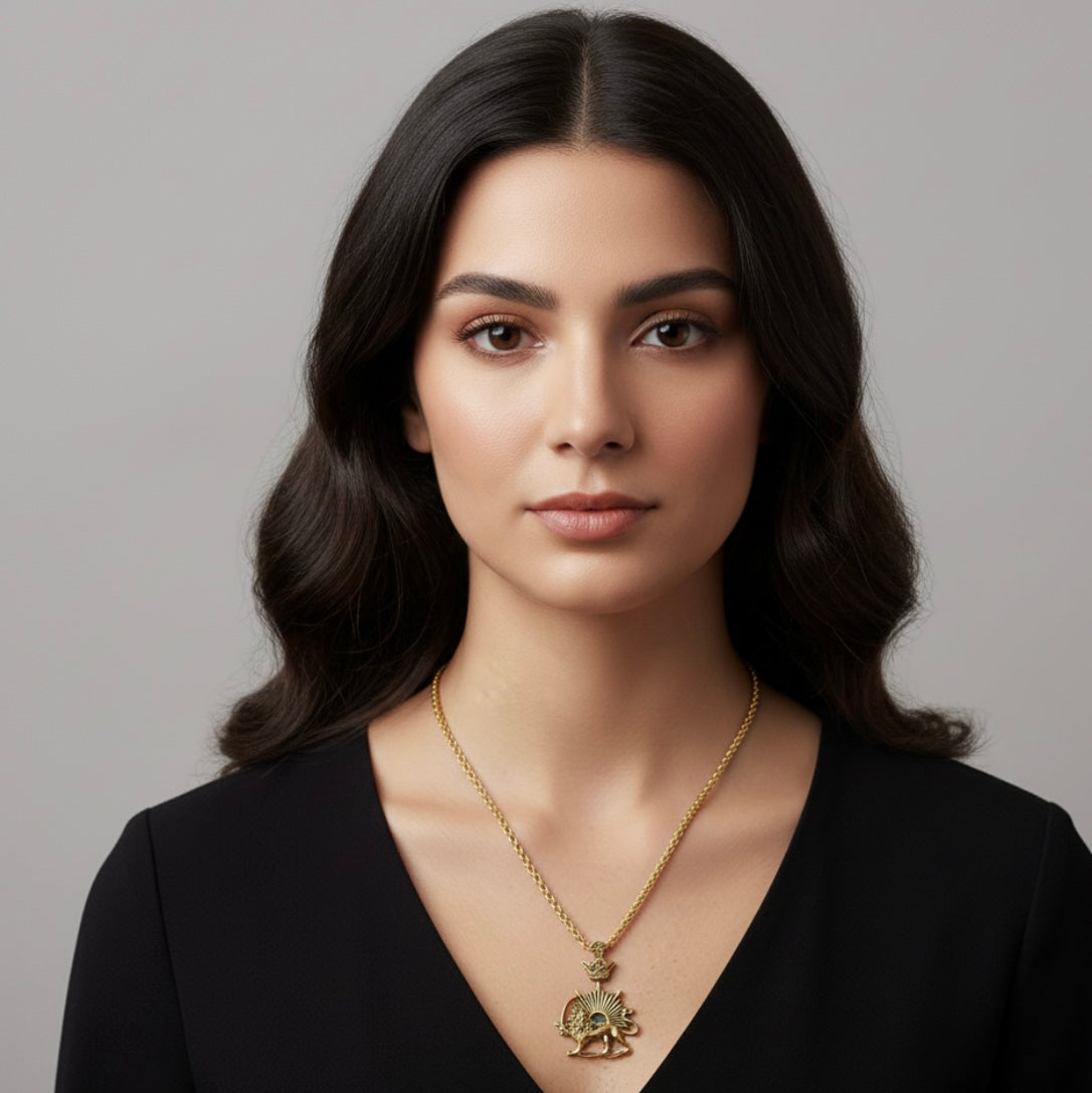 1 Iranian Persian Pahlavi Lion and sun Shiro Khorshid Crown Necklace