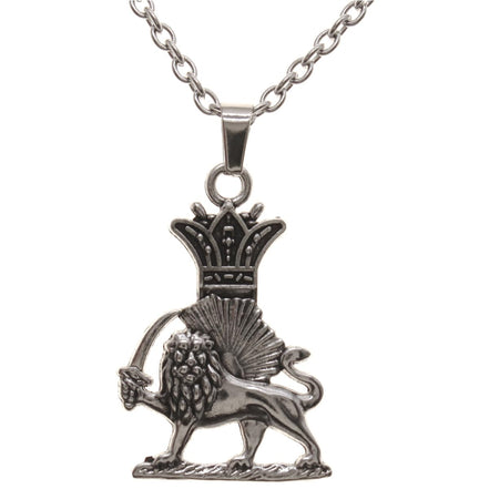 Asoodehdelan Persian Pahlavi Lion Sun Shir Khorshid Crown Necklace Chain