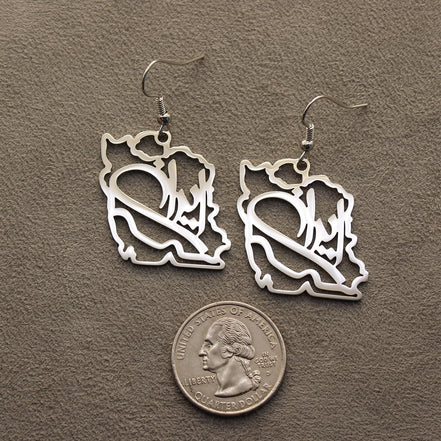 Persian Gulf iran iranian map necklace Earrings Set