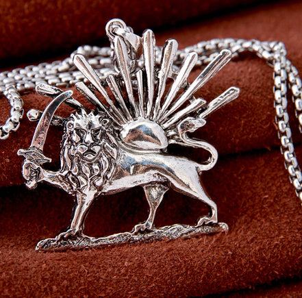 Iranian Persian Lion Sun Shir Khorshid Pahlavi Necklace