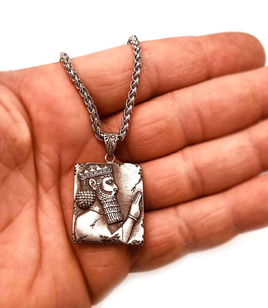 Sterling Silver Darius The Great King Of Persian Necklace Achaemenid
