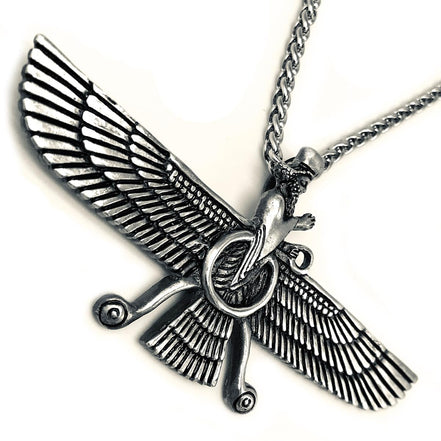 Sterling Silver Large Persian Zoroastrian Farvahar Farvahar Necklace