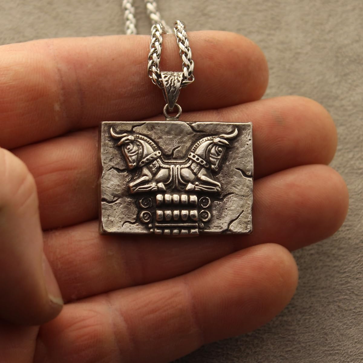 Sterling Silver Iranian Persian Capital Of Column Necklace