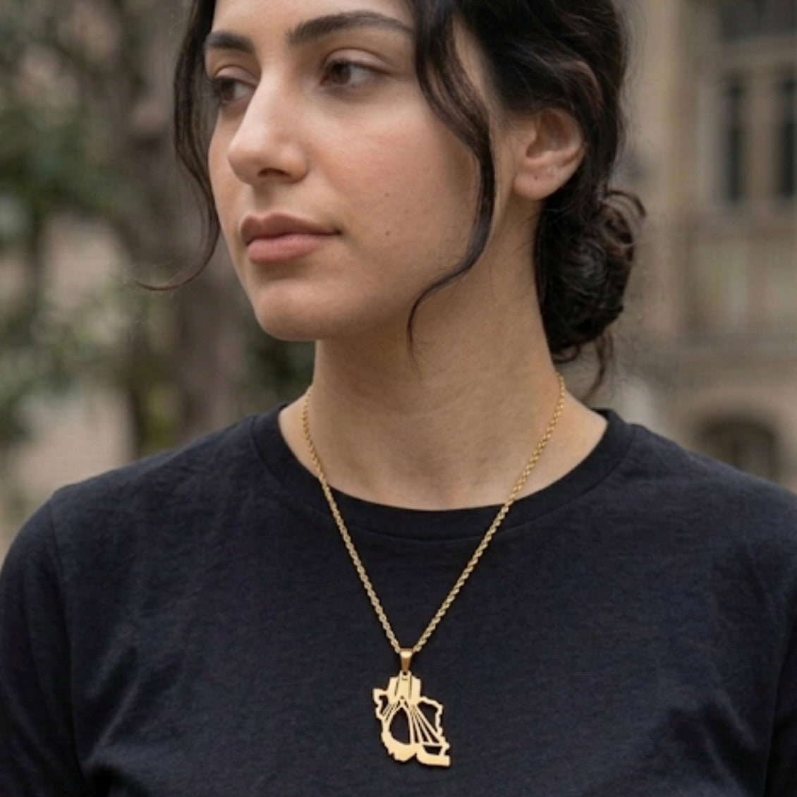 0 Unisex  Iran map Shahyad Tower Necklace