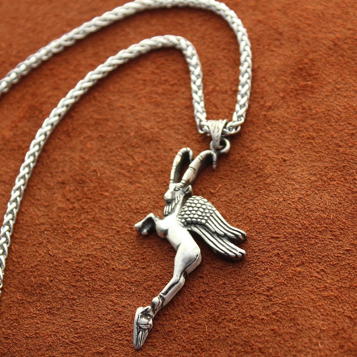 Sterling Silver Persian Iranian Necklace Winged Capricorn Necklace