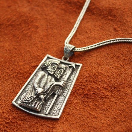 Iranian Sterling Silver Persian Achaemenid Hakhamanesh Soldiers Worrier Necklace Pendant