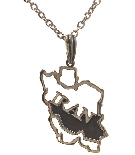 925 Sterling Silver Persian Iranian Iran Map Necklace Chain Gift