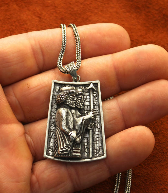 Iranian Sterling Silver Persian Achaemenid Hakhamanesh Soldiers Worrier Necklace Pendant