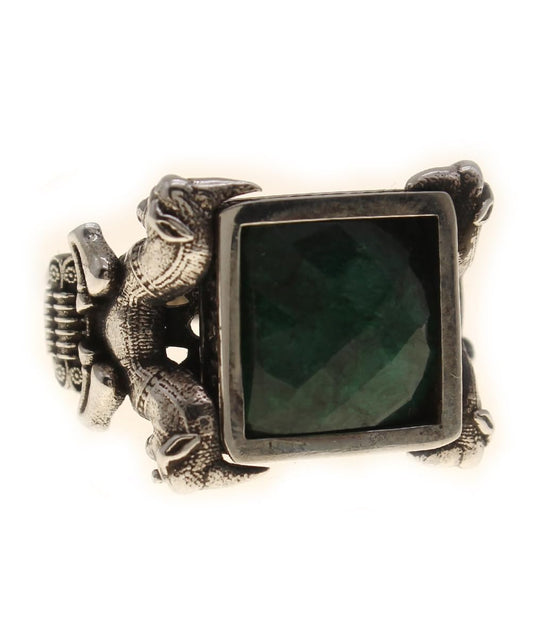 Asoodehdelan Handcrafted Sterling Silver Green Jade Perspolis Ring Size 9.5