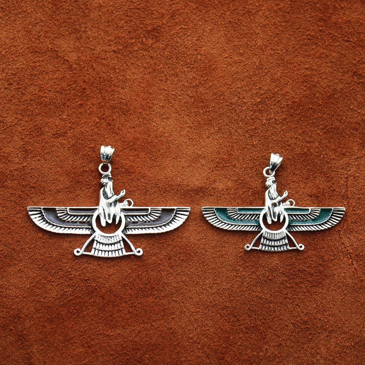 Asoodehdelan Sterling Silver Persian Farvahar Faravahar Necklace Pendant