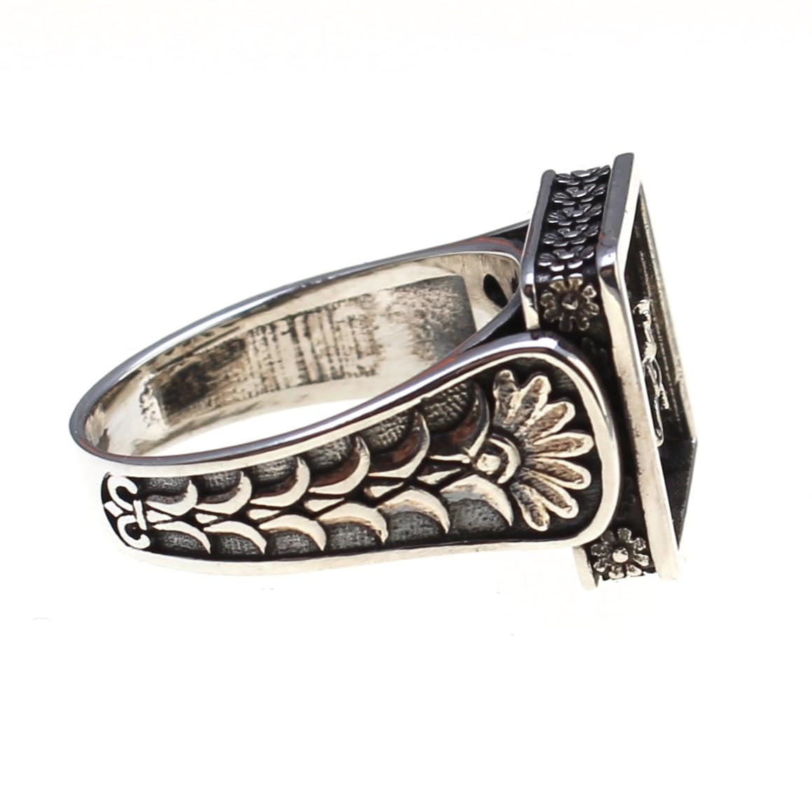 Sterling Silver Farvahar Faravahar Persian Zoroastrian Onyx Ring Size 10