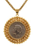 Iranian Persian Vintage Pahlavi Coin Shir Khorshid Lion Sun Necklace