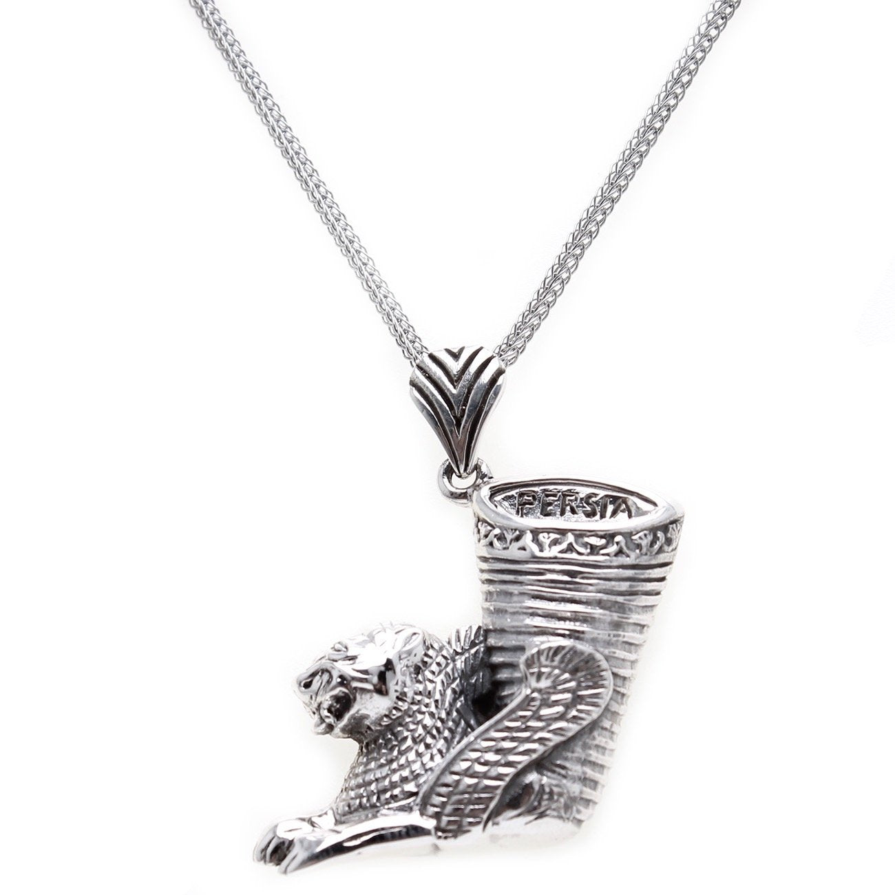 Sterling Siver 925 Persian Winged Lion Riton Necklace Persia Parsi Art Gift