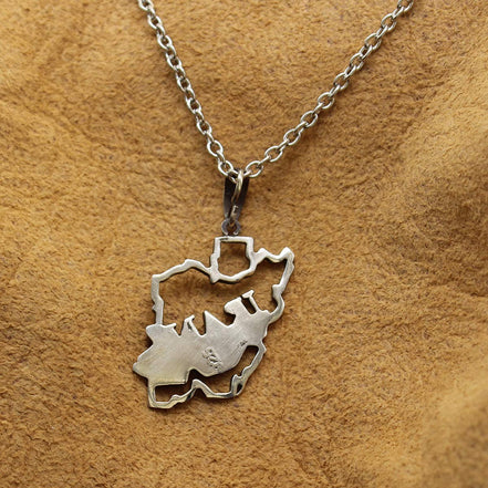 925 Sterling Silver Persian Iranian Iran Map Necklace Chain Gift