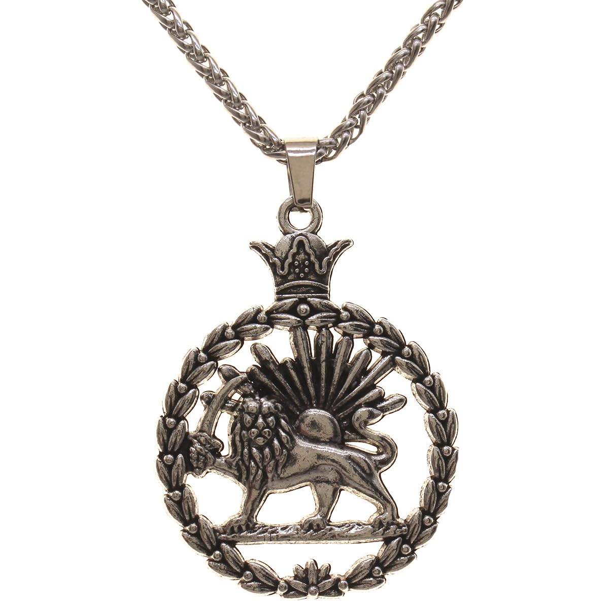 Double Sided Lion and Sun Persian Shir khorshid Pahlavi Necklace Chain