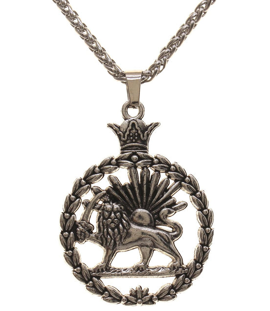 Double Sided Lion and Sun Persian Shir khorshid Pahlavi Necklace Chain