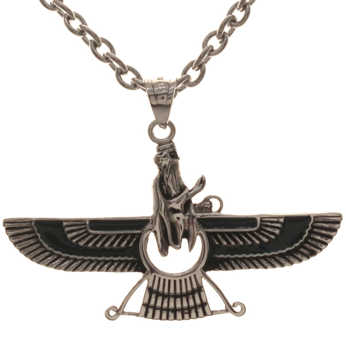 Asoodehdelan Sterling Silver Persian Farvahar Faravahar Necklace Pendant