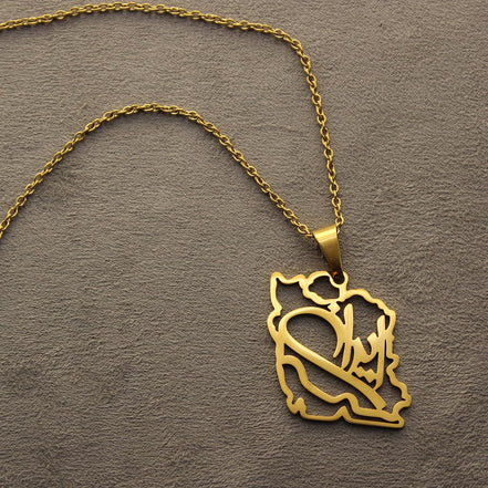 Persian Gulf iran iranian map necklace Earrings Set