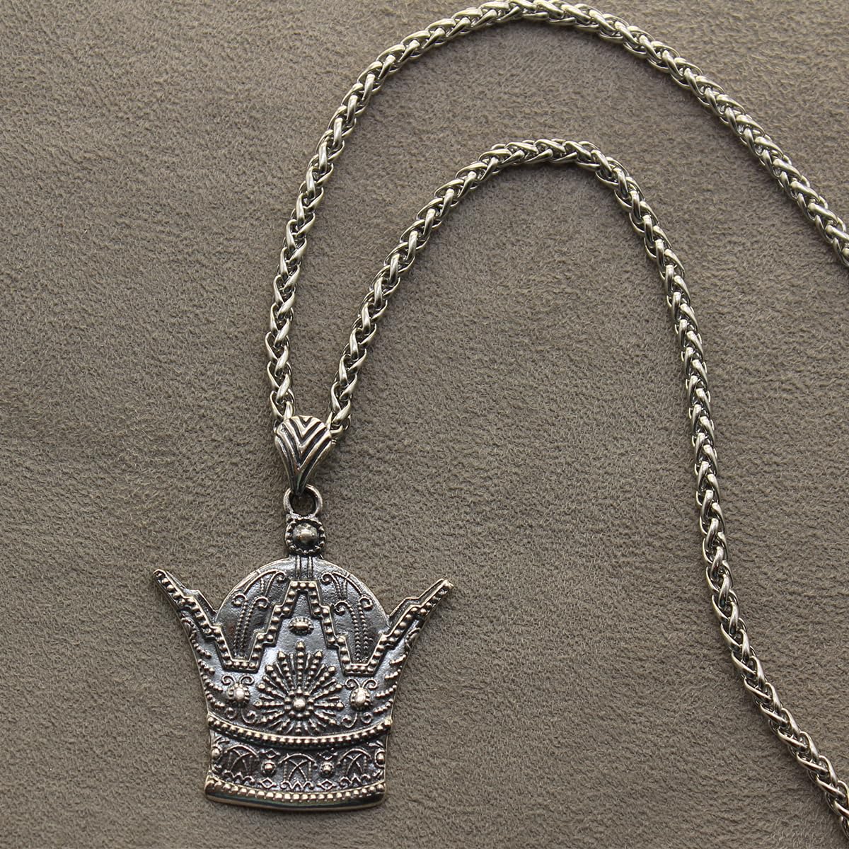 Sterling Silver Persian Kingdom Pahlavi Crown Necklace Chain Pendent