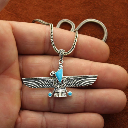 Sterling Silver Iranian Persian Necklace Farvahar Necklace
