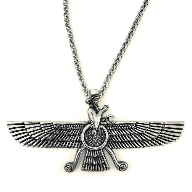 Sterling Silver Large Persian Zoroastrian Farvahar Farvahar Necklace