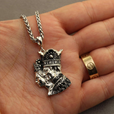 Pahlavi Iranian King and Queen Shah Farah Pendant Necklace Chain